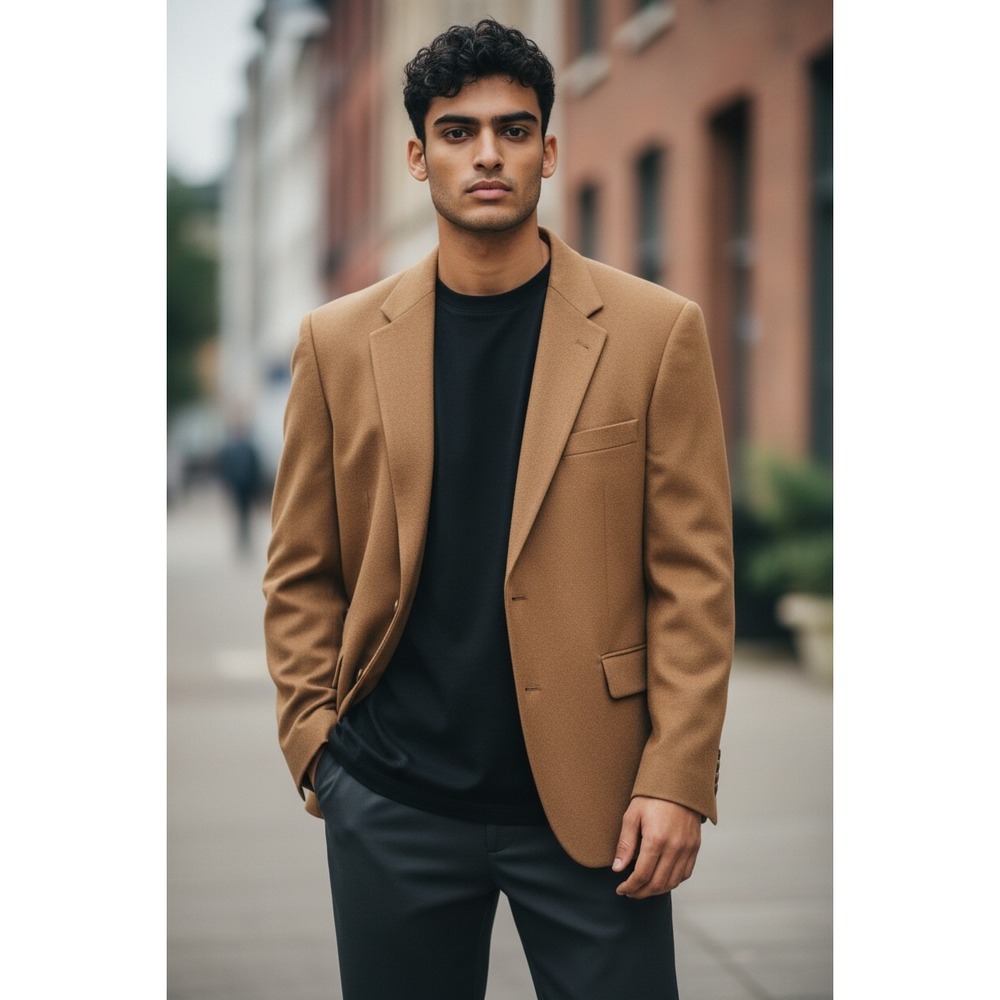 Haspel Mens 100% Cashmere Blazer Camel Tan Sport Coat 2 Button 50R B1002